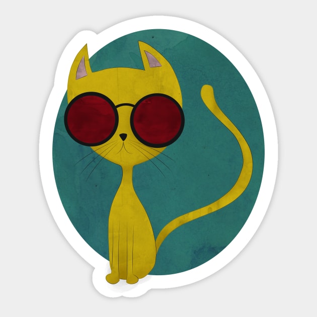 Yellow Cat Sticker by outsideunknown